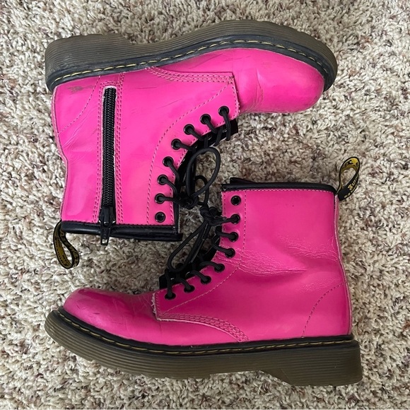 Doc Martens Delaney Pink Patent Leather Boots US 1 ( Little Girl) EU32 - Picture 4 of 9